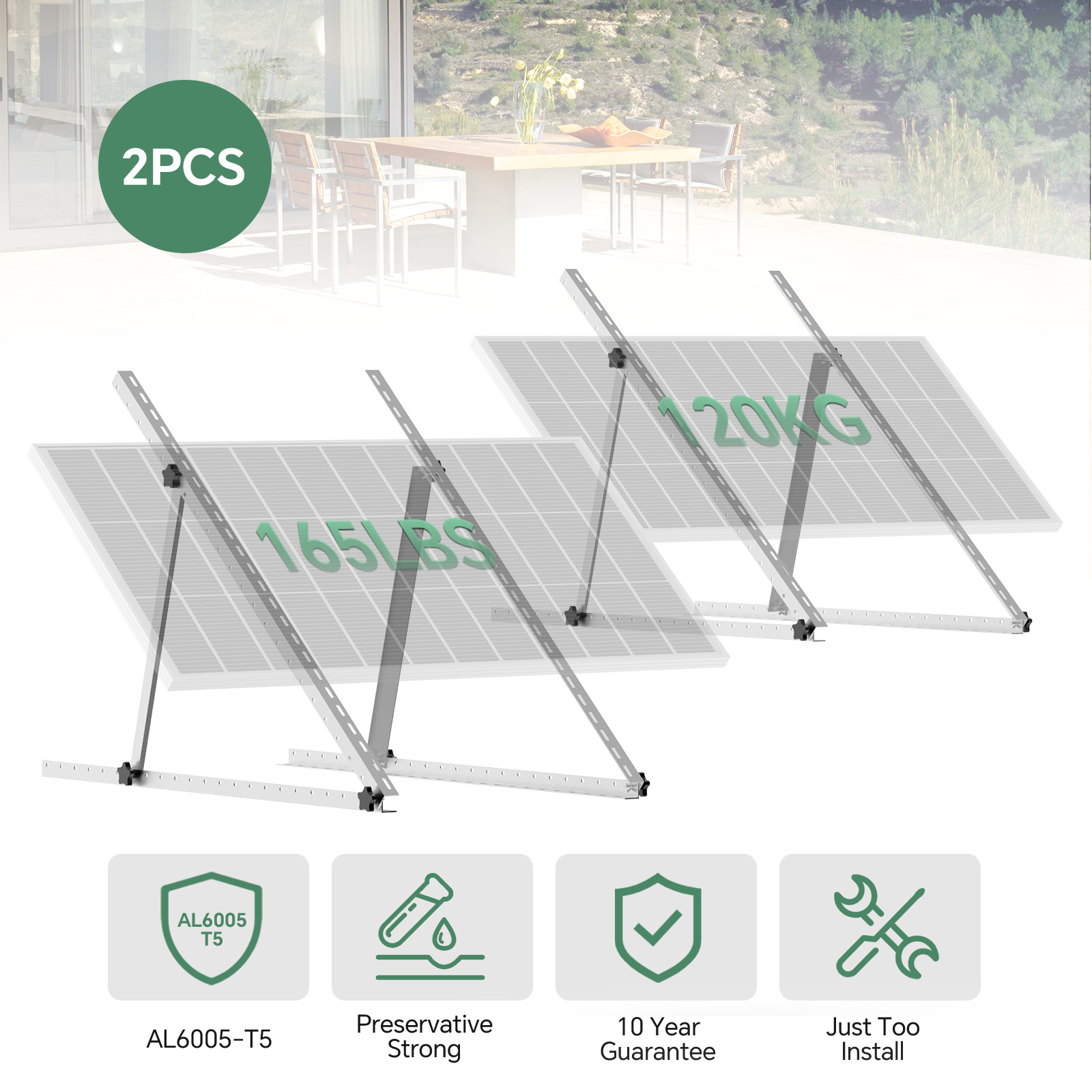 Solar Panel Tilt Mount - RVPOZWER 45-calowy regulowany uchwyt do montażu